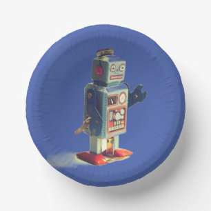 Retro Toy Robot Paper Plate Bowls