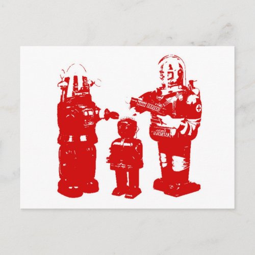 Retro Toy Robots Postcard