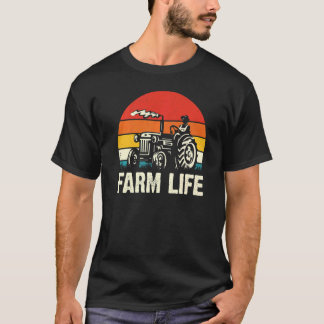 Retro Tractors Farmer Farming Fathers Day Dad Mens T-Shirt