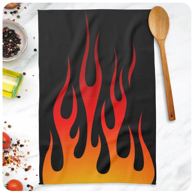 Retro Traditional Hot Rod Flames Custom Racing Kitchen Towel (Creator Uploaded)