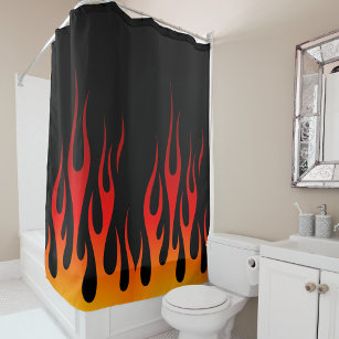 Retro Traditional Hot Rod Flames Custom Racing Shower Curtain