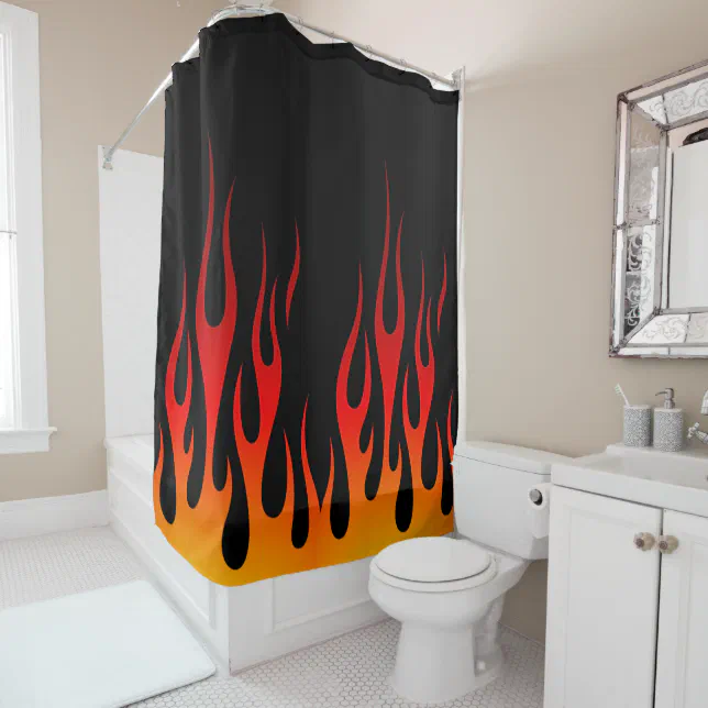 Retro Traditional Hot Rod Flames Custom Racing Shower Curtain Zazzle