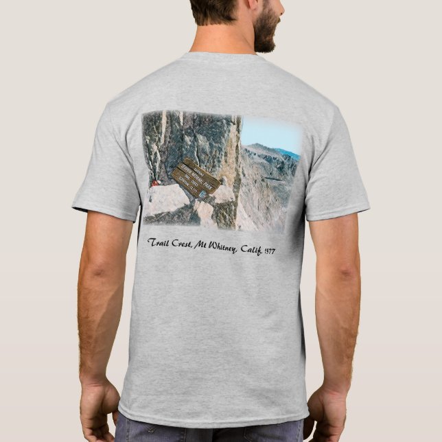 Retro Trail Crest Signboard Mt Whitney, California T-Shirt (Back)