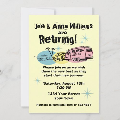 Retro Trailer Retirement Party Invitation