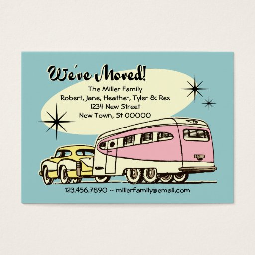 Customizable Retro Trailer We've Moved Business Card Template