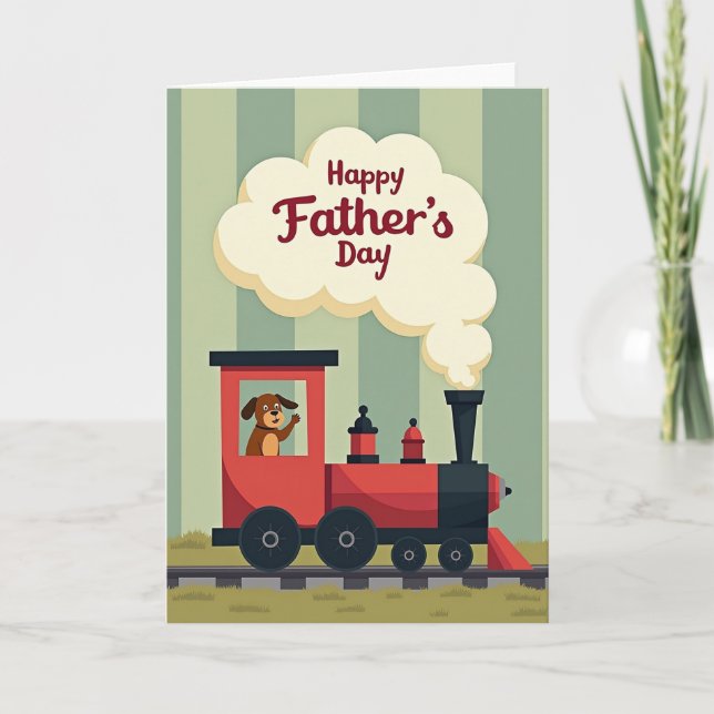 Retro Train Fathers Day Card (Front)
