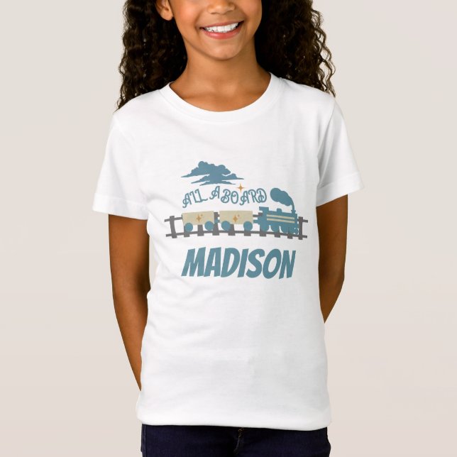 Retro Train Kids Birthday Party Earthy   T-Shirt (Front)