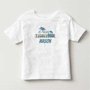 Retro Train Kids Birthday Party Earthy Toddler T-shirt