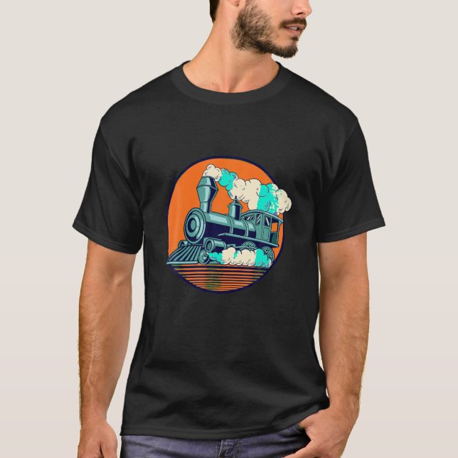 Retro Train Locomotive Model Railroad T Shirt (Front)