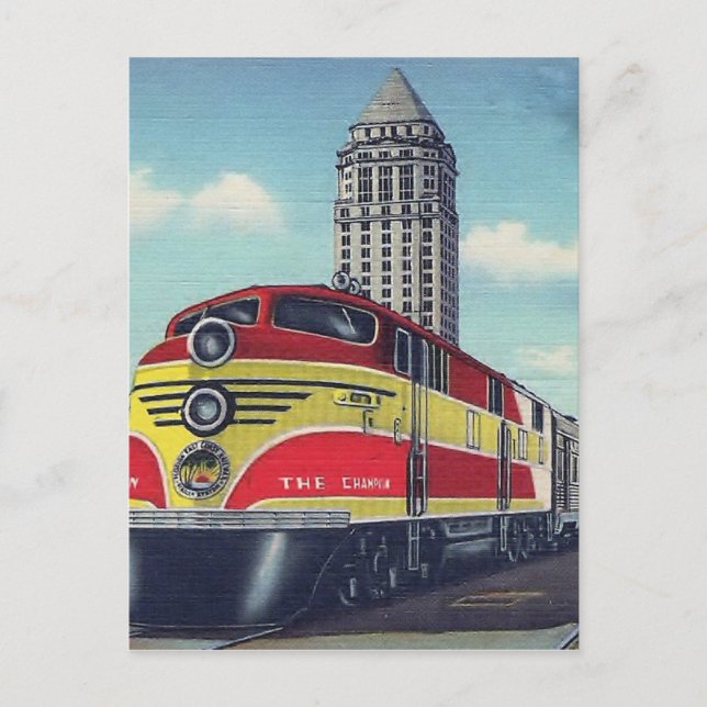 Retro Train The Champion Miami Railways Postcard (Front)