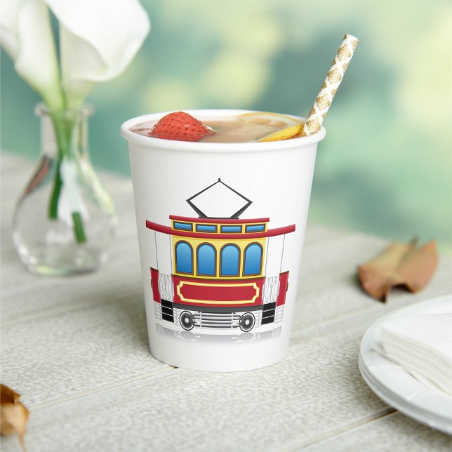 Retro Tram Illustration Paper Cups (Creator Uploaded)