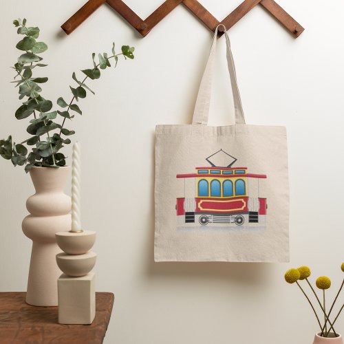 Retro Tram Illustration Tote Bag