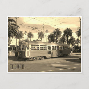 retro tram melbourne postcard
