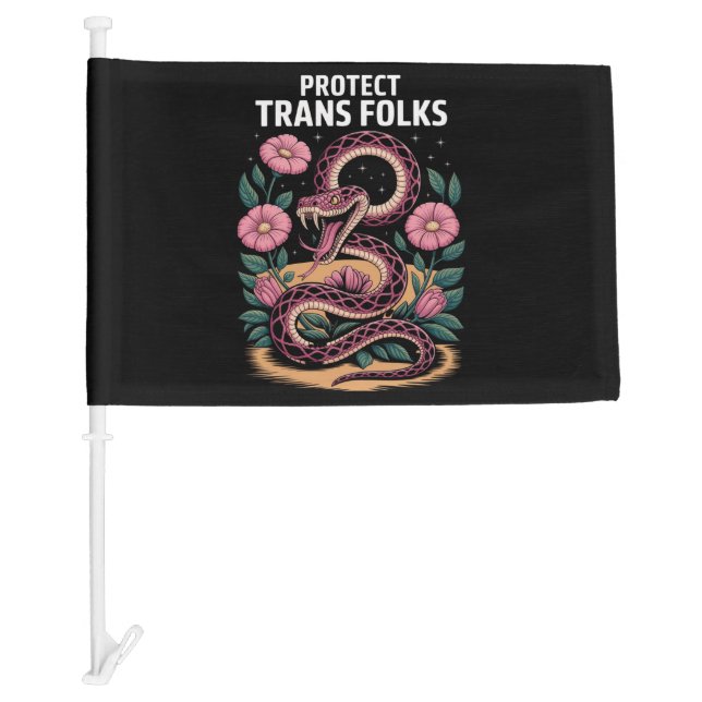 Retro Trans Pride Trans Right Protect Trans Folks Car Flag (Front)