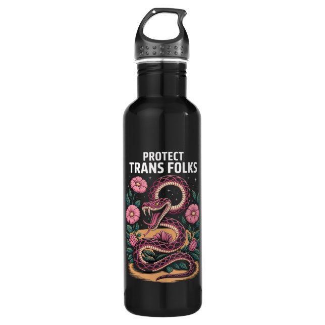 Retro Trans Pride Trans Right Protect Trans Folks Stainless Steel Water Bottle (Front)