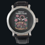 Retro Trans Pride Trans Right Protect Trans Folks Watch<br><div class="desc">Retro Trans Pride Trans Right Protect Trans Folks</div>