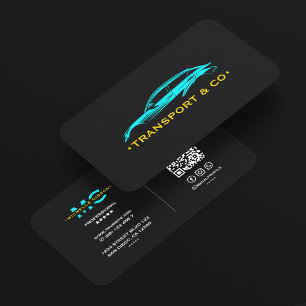 Retro Transport Rent a Car Driver Blue Yellow Business Card