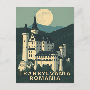 Retro Transylvania Romania Travel Gothic Castle Postcard