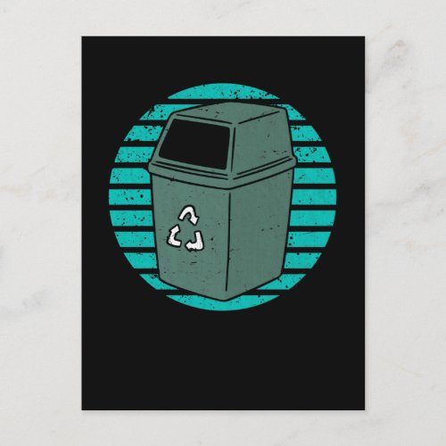 Retro Trash Can Garbage Recycling Postcard