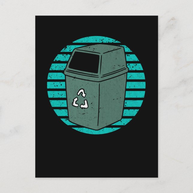 Retro Trash Can Garbage Recycling Postcard (Front)