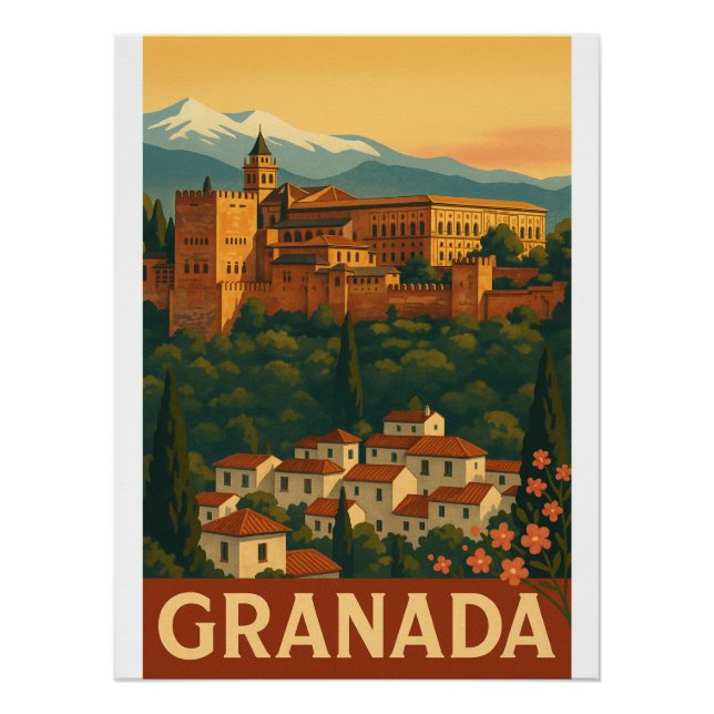 Retro Travel 2025 – Granada, Spain Poster (Front)