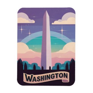 Retro Travel 80s Neon Washington Monument Lofi Art