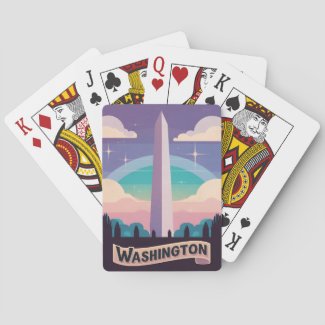 Retro Travel 80s Neon Washington Monument Lofi Art