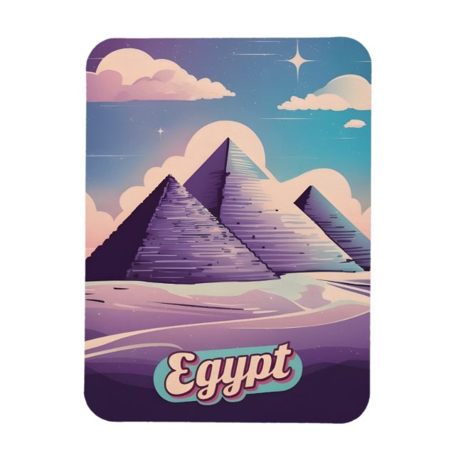 Retro Travel 80s Synthwave Ancient Egypt Pyramid Magnet (Vertical)