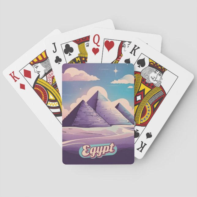 Retro Travel 80s Synthwave Ancient Egypt Pyramid Poker Cards (Back)