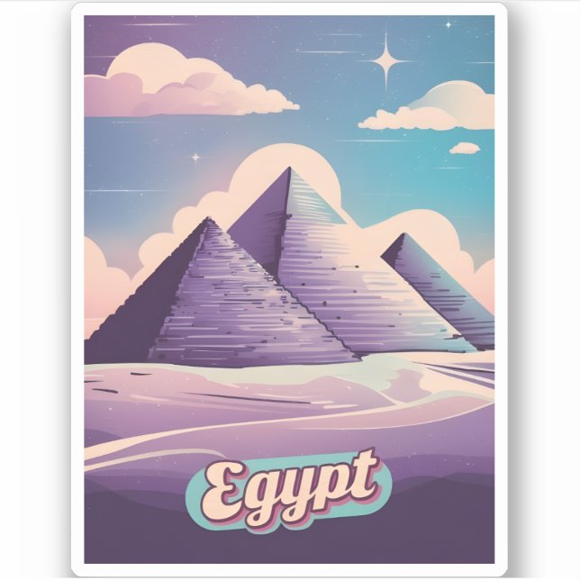 Retro Travel 80s Synthwave Ancient Egypt Pyramid Sticker (Front)
