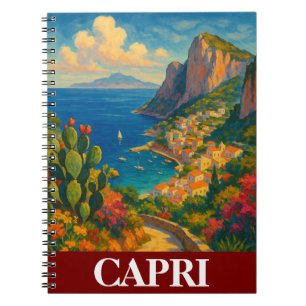 Retro Travel Capri Italy Scenery Notebook