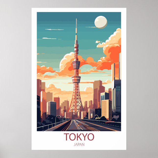 Retro Travel Destination Tokyo Japan Wall Art (Front)