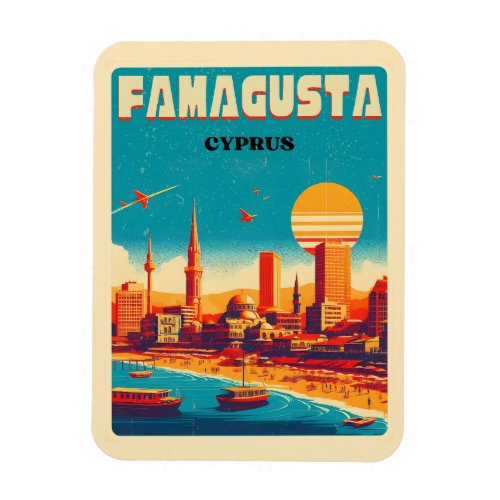 Retro travel Famagusta Beach Cyprus gifts Magnet
