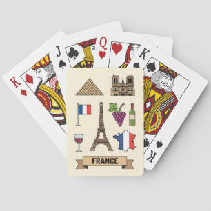 Retro Travel France Iconic Symbols  Poker Cards
