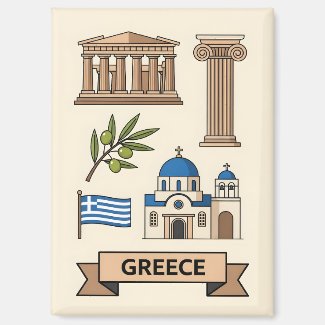 Retro Travel Greece Iconic National Symbols