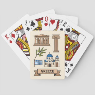 Retro Travel Greece Iconic National Symbols Poker Cards
