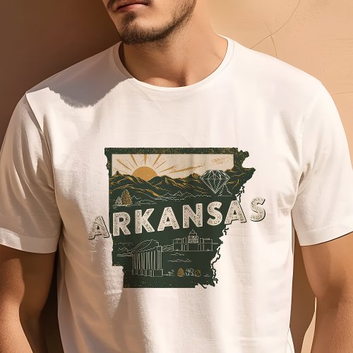 Retro Travel Iconic Arkansas Graphic T_Shirt