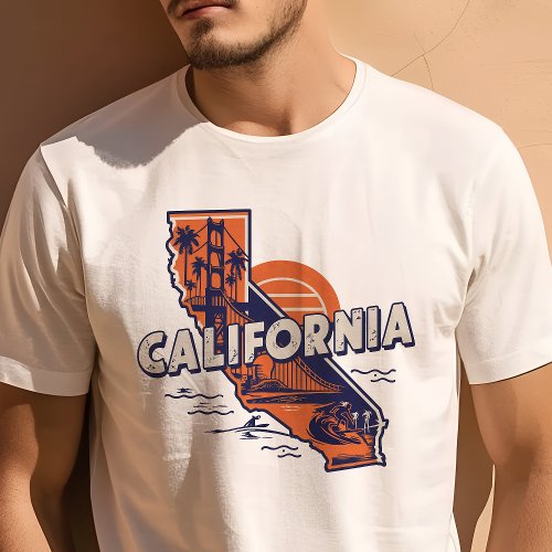 Retro Travel Iconic California Graphic T_Shirt