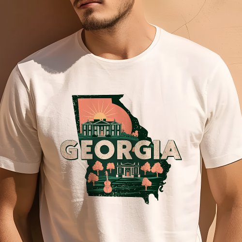 Retro Travel Iconic Georgia Graphic T_Shirt