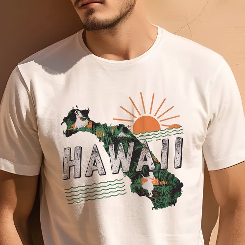 Retro Travel Iconic Hawaii Graphic T_Shirt
