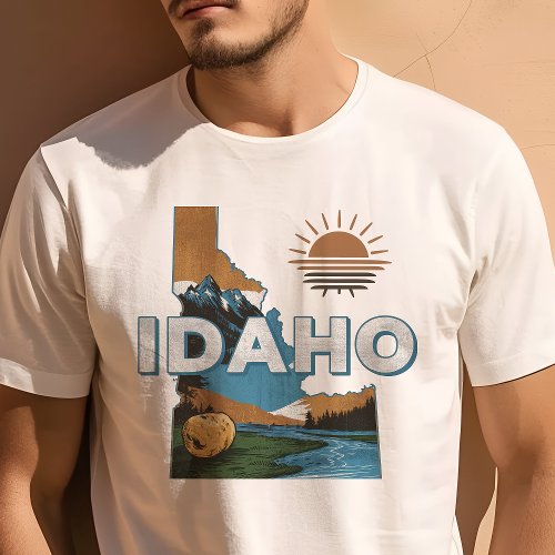 Retro Travel Iconic Idaho Graphic T_Shirt