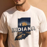 Retro Travel Iconic Indiana Graphic T-Shirt<br><div class="desc">Celebrate the Hoosier State with this Retro Travel Iconic Indiana Graphic T-Shirt. Featuring a vintage-inspired design that captures the unique charm and vibrant spirit of Indiana, this shirt is perfect for travelers and residents alike. Made from high-quality materials for a comfortable fit, it's ideal for casual outings, travel, and everyday...</div>