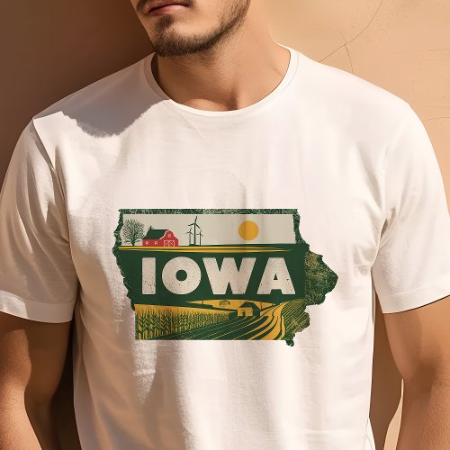 Retro Travel Iconic Iowa Graphic T_Shirt