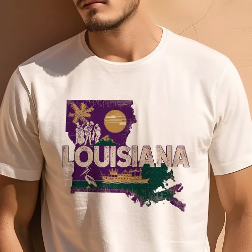 Retro Travel Iconic Louisiana Graphic T-Shirt