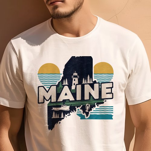 Retro Travel Iconic Maine Graphic T_Shirt