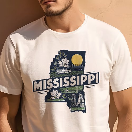 Retro Travel Iconic Mississippi Graphic T_Shirt