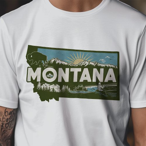 Retro Travel Iconic Montana Graphic T_Shirt