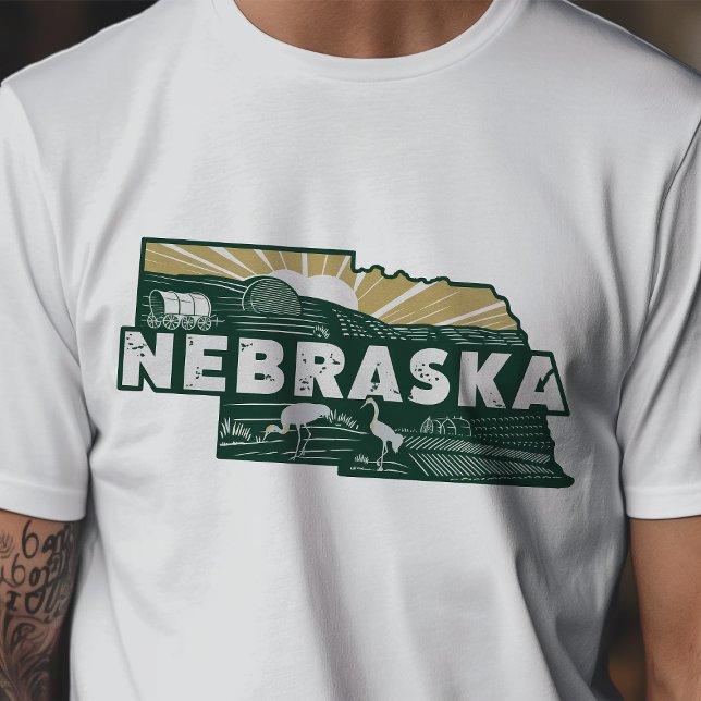 Retro Travel Iconic Nebraska Graphic T-Shirt (Creator Uploaded)