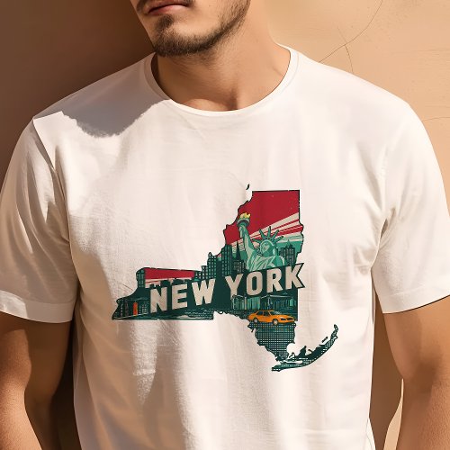 Retro Travel Iconic New York Graphic T_Shirt