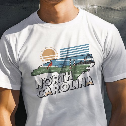 Retro Travel Iconic North Carolina Graphic T-Shirt